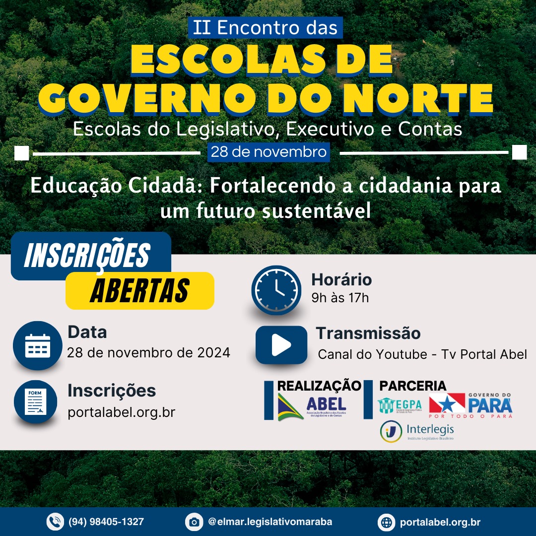 Inscrições Abertas para o II Encontro das Escolas de Governo do Norte