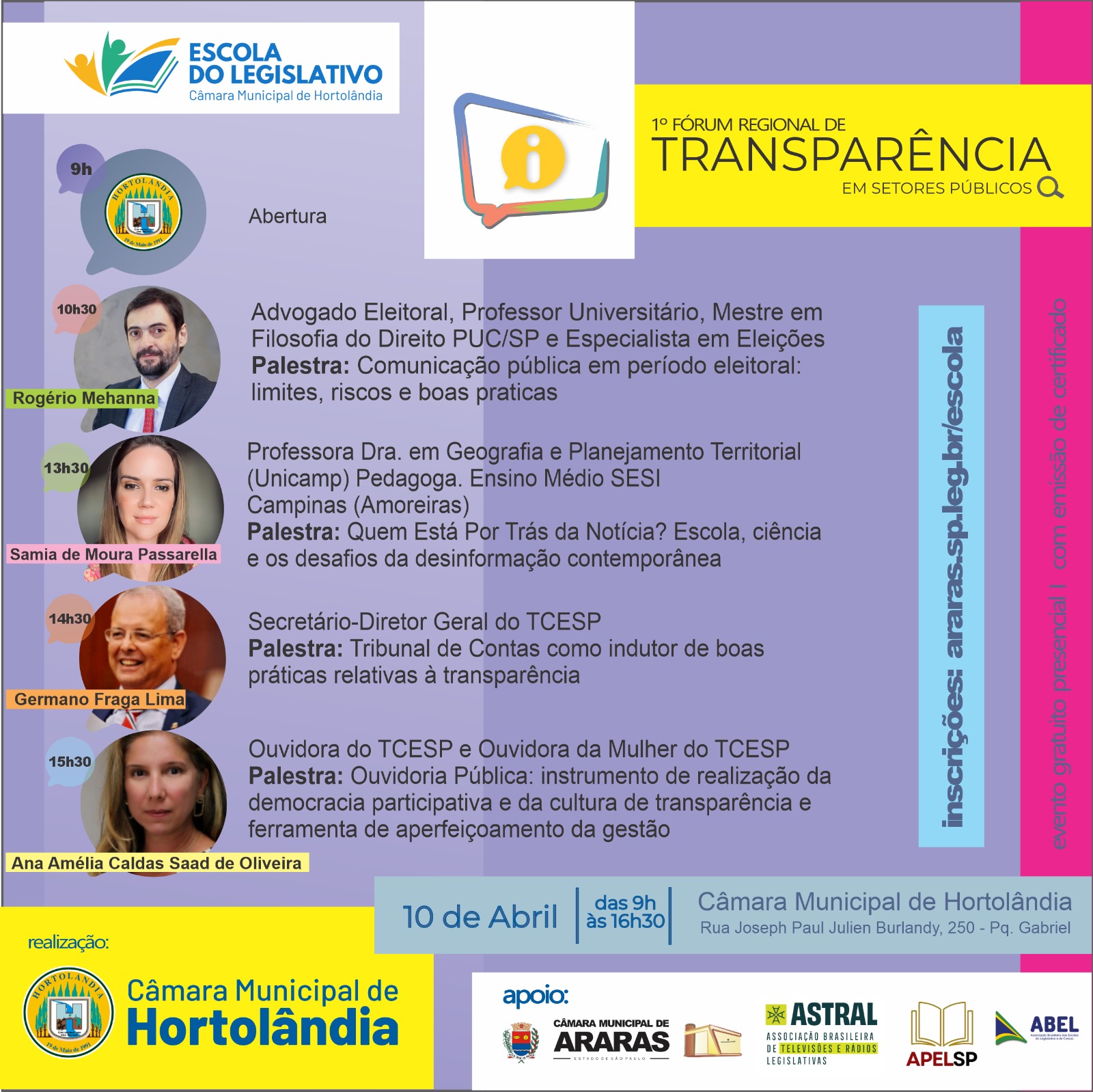 ABEL apoia 1º Fórum Regional de Transparência em Setores Públicos, em Hortolândia (SP)