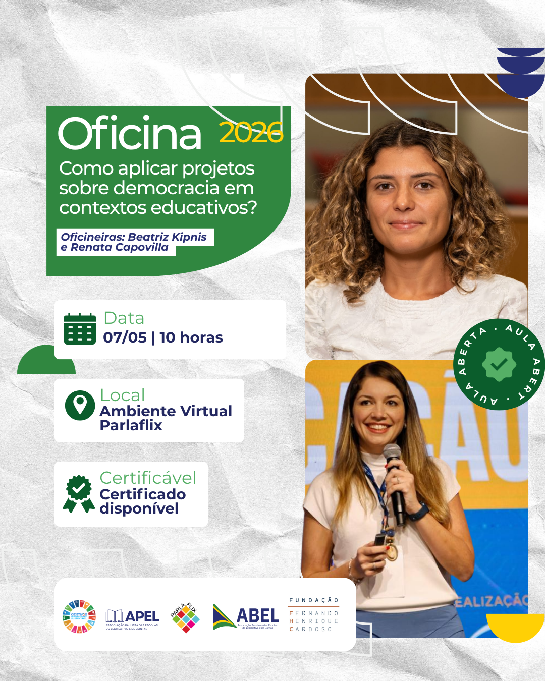Inscrições abertas: oficina sobre democracia em contextos educativos