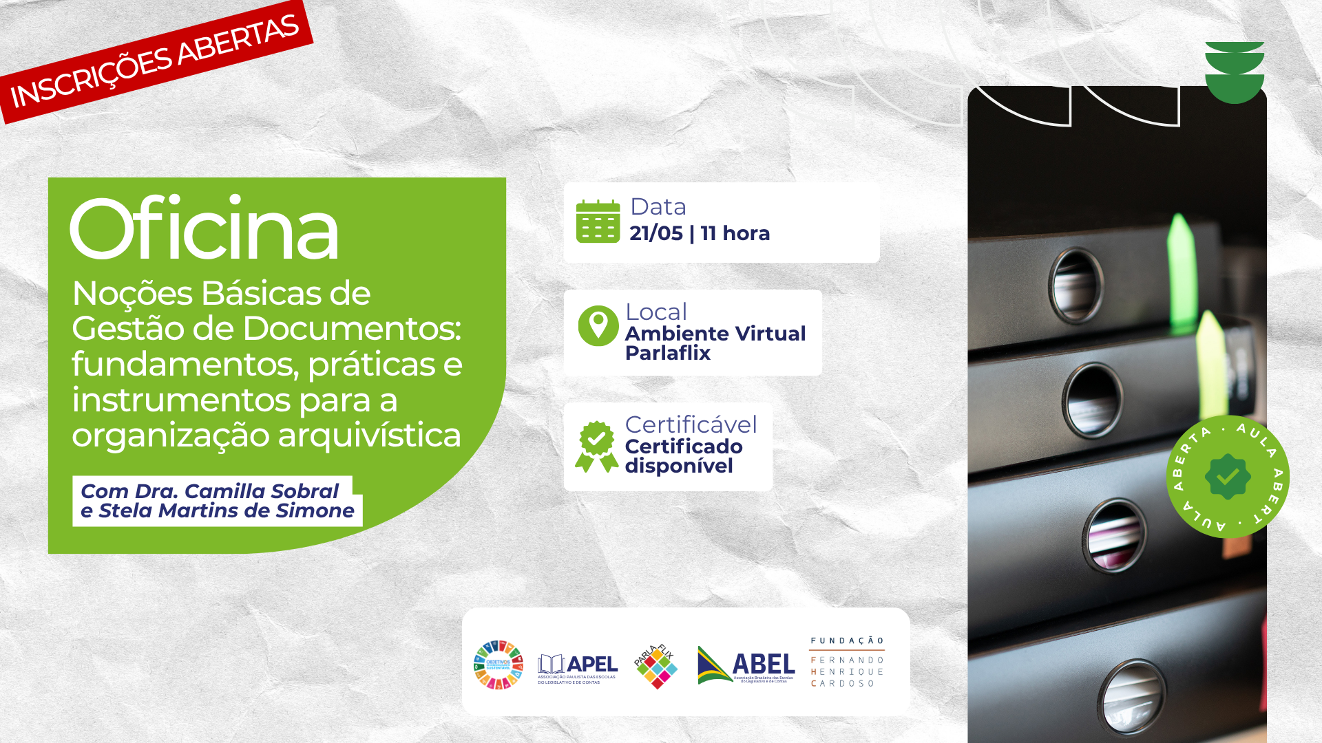 ABEL e APEL promovem oficina virtual sobre gestão de documentos em parceria com a Fundação FHC