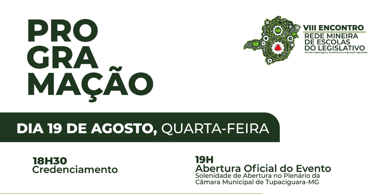 Confira a programação do VIII Encontro da Rede Mineira de Escolas do Legislativo