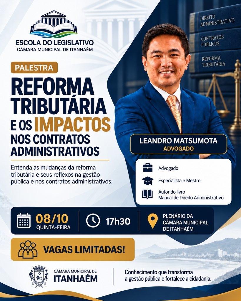 Escola do Legislativo de Itanhaém (SP) realiza palestra sobre Reforma Tributária