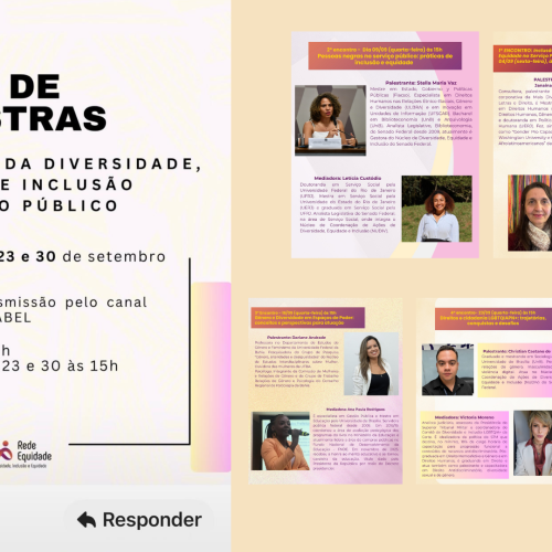 Inscrições abertas para o Ciclo de Palestras sobre Diversidade, Equidade e Inclusão no Serviço Público