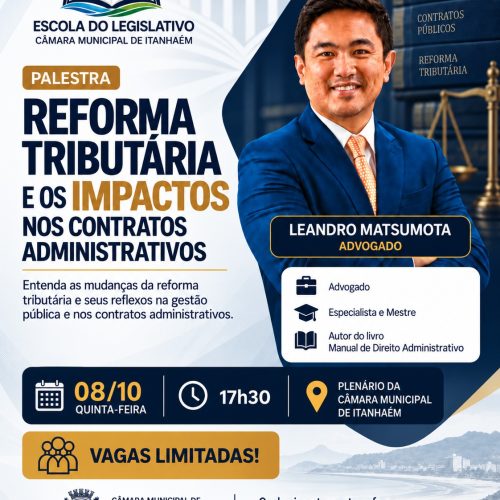Escola do Legislativo de Itanhaém (SP) realiza palestra sobre Reforma Tributária